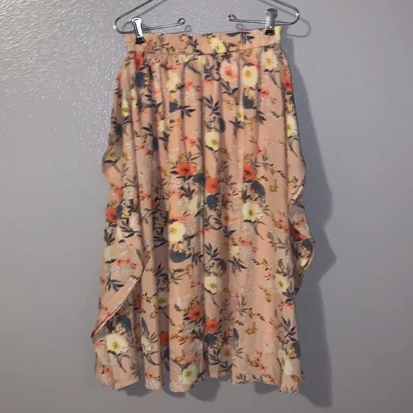 Riche Glamour pink floral ruffle side wings skirt - Picture 5 of 7